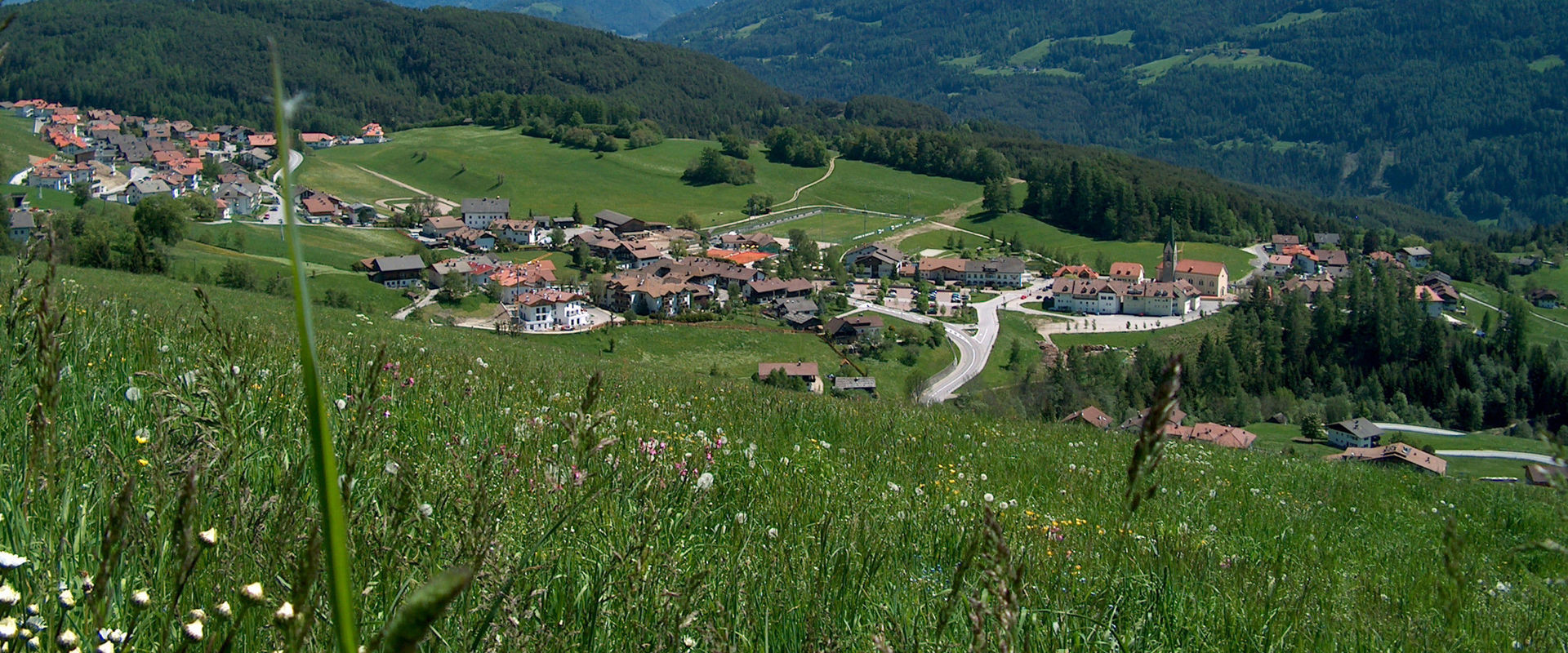 Terenten Blick auf Terenten mit grünen Wiesen im Sommer