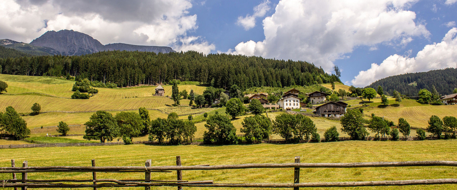 Sarntal Bergbauernhof mit umzäunter Wiese im Sarntal