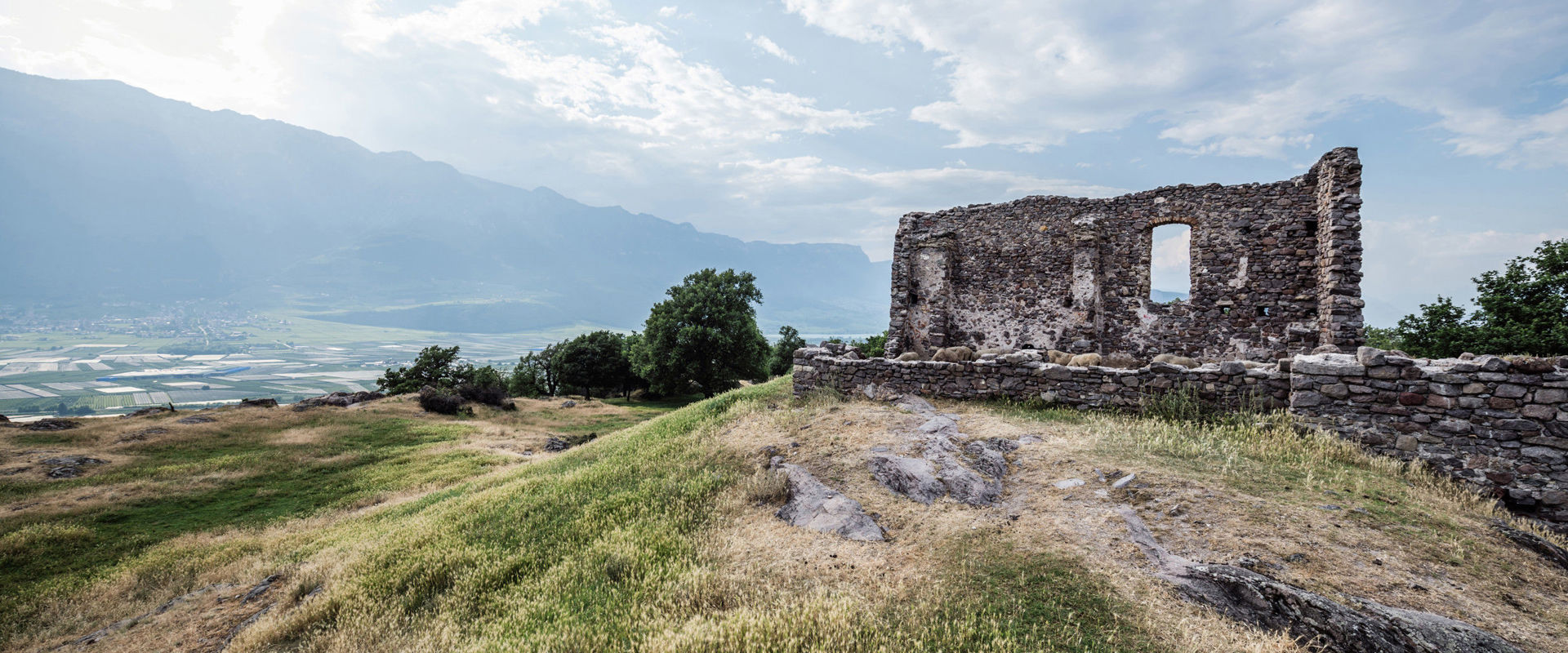 Blick auf die Burgruine Castelfeder.
