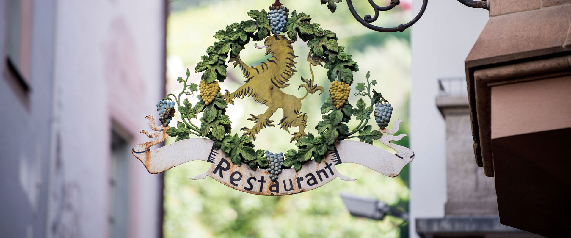 Historische Gastbetriebe Löwen-Wappen eines Restaurants.